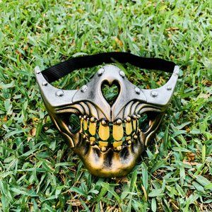 Halloween Steampunk Gold Mouth Cover Costume Cosplay Party Mask For Men Women